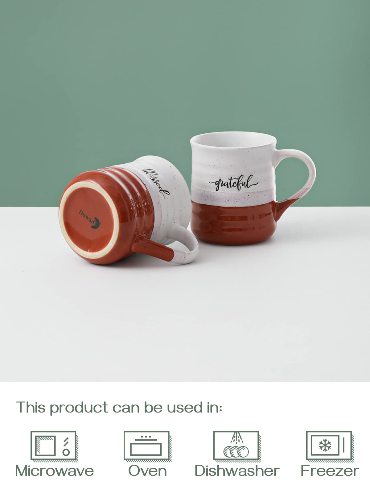 Dowan taza grande con colores glazeado variados para estilo único.