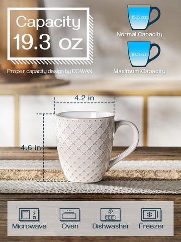 Taza DOWAN de cerámica con relieve, aspecto elegante y duradera.