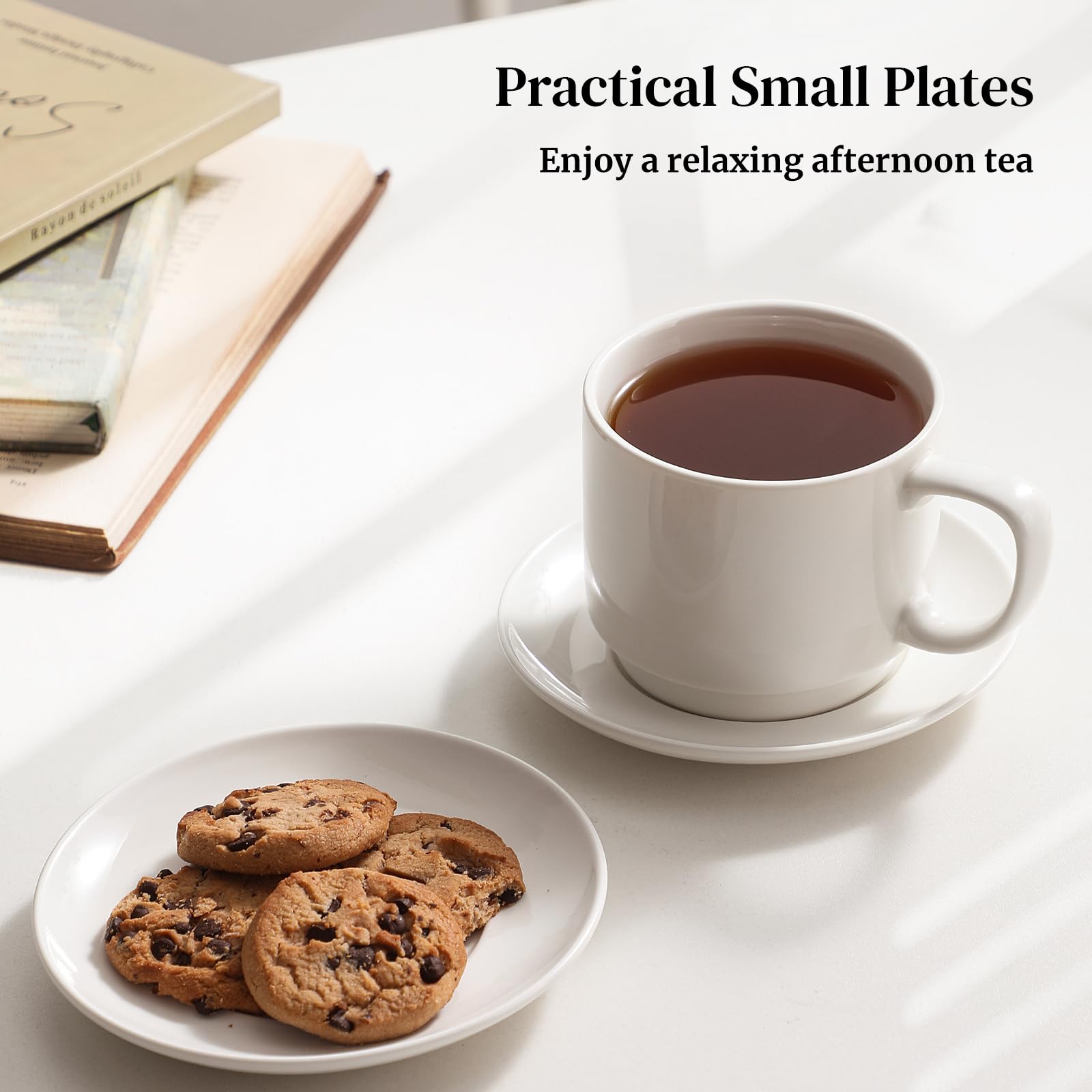 Dowan tazas 12 oz con platillos antideslizantes para servir café seguro