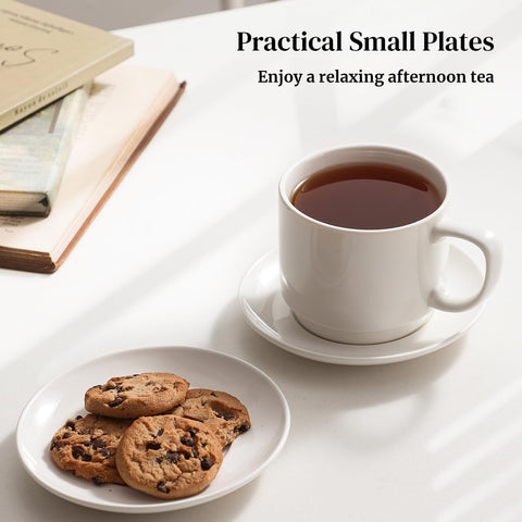Dowan tazas 12 oz con platillos antideslizantes para servir café seguro
