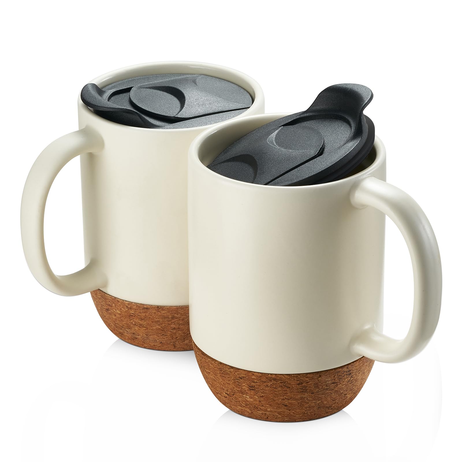 Taza Dowan de cerámica 15 oz con fondo de corcho para café diario.