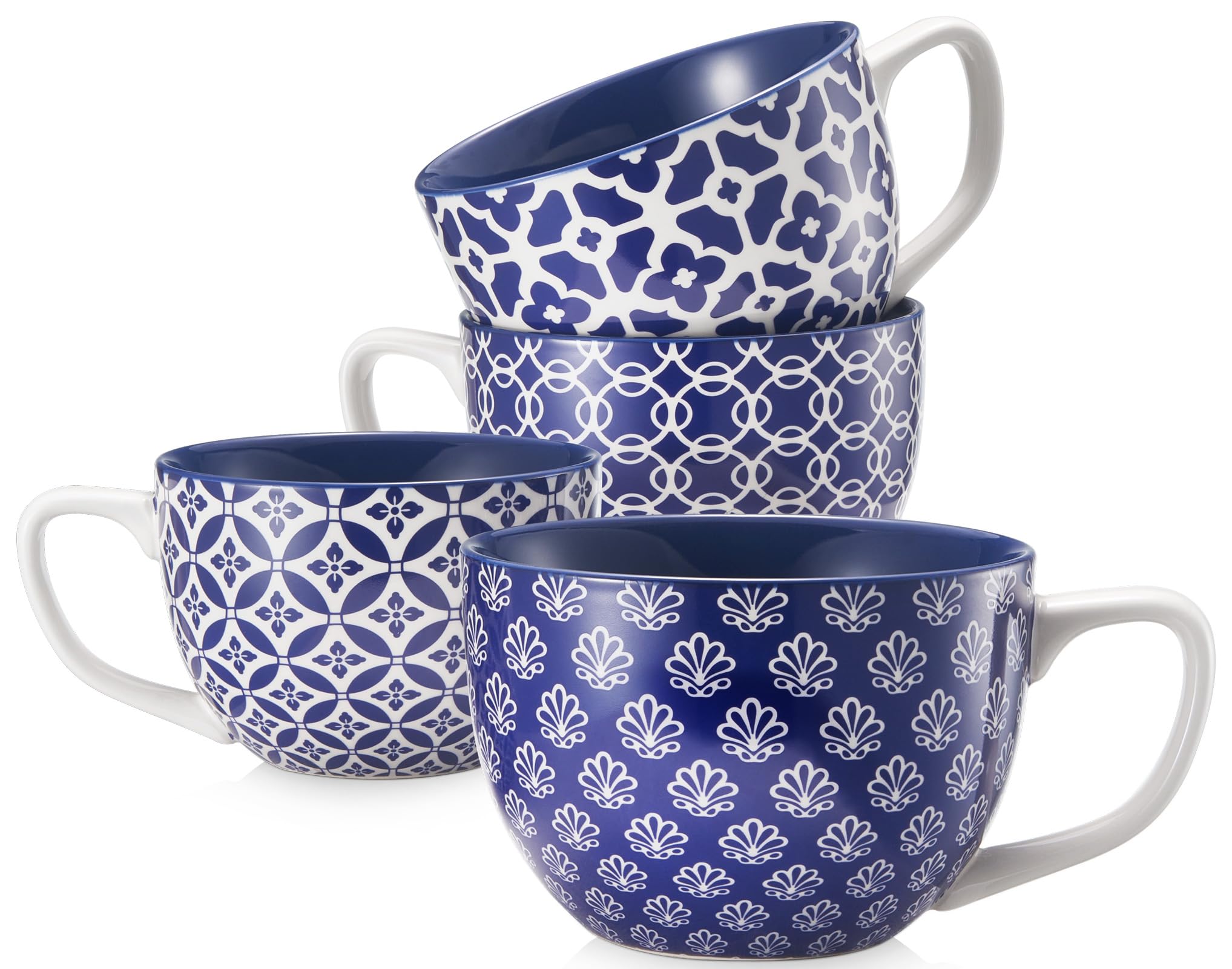 Taza Dowan de gran tamaño con color azul vintage y asa cómoda para café.