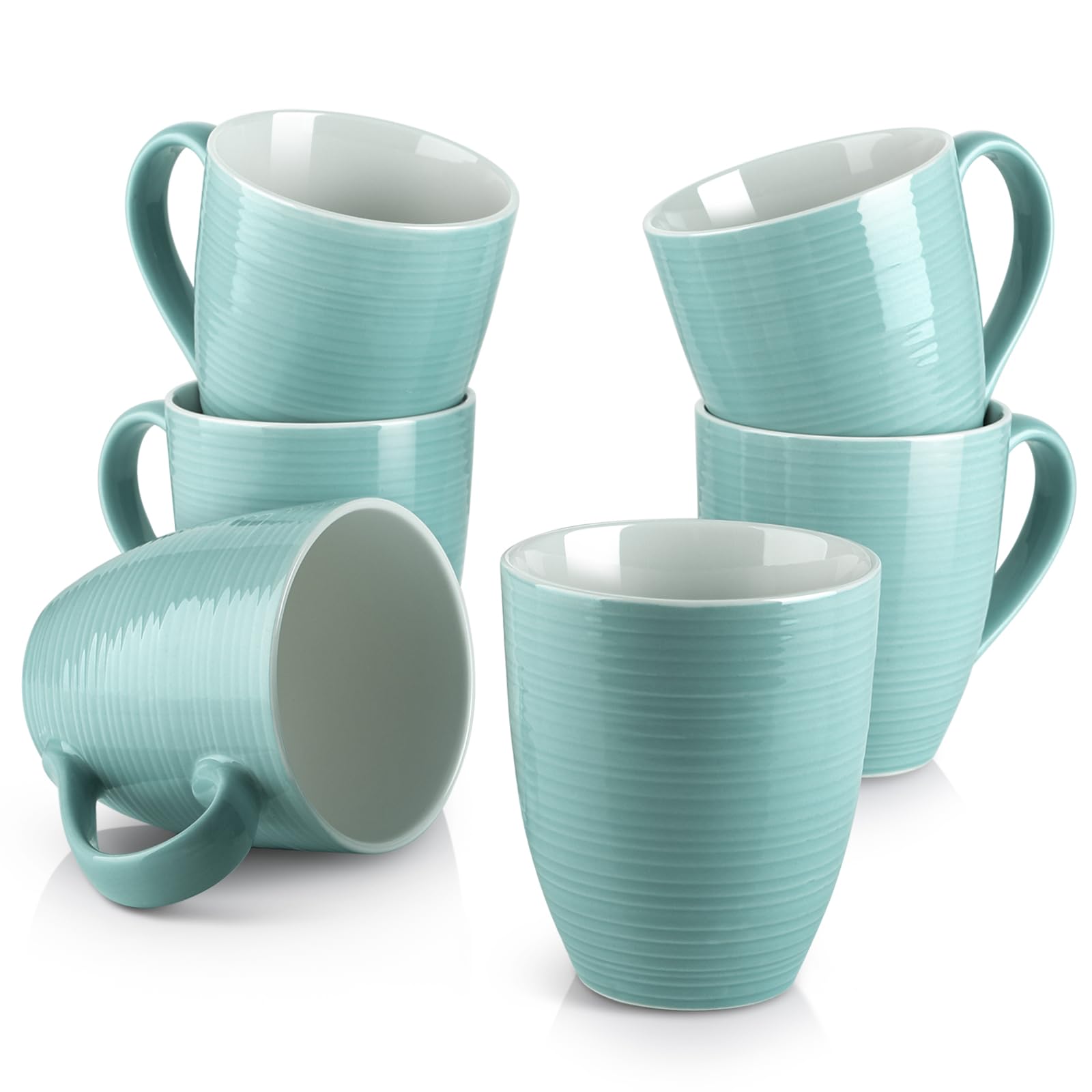 Tazas Dowan cerámicas 17 onzas turquesa, juego de 6 para café diario.