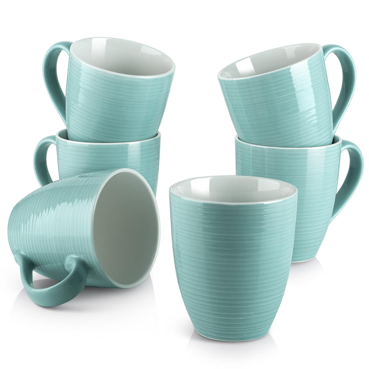Tazas Dowan cerámicas 17 onzas turquesa, juego de 6 para café diario.