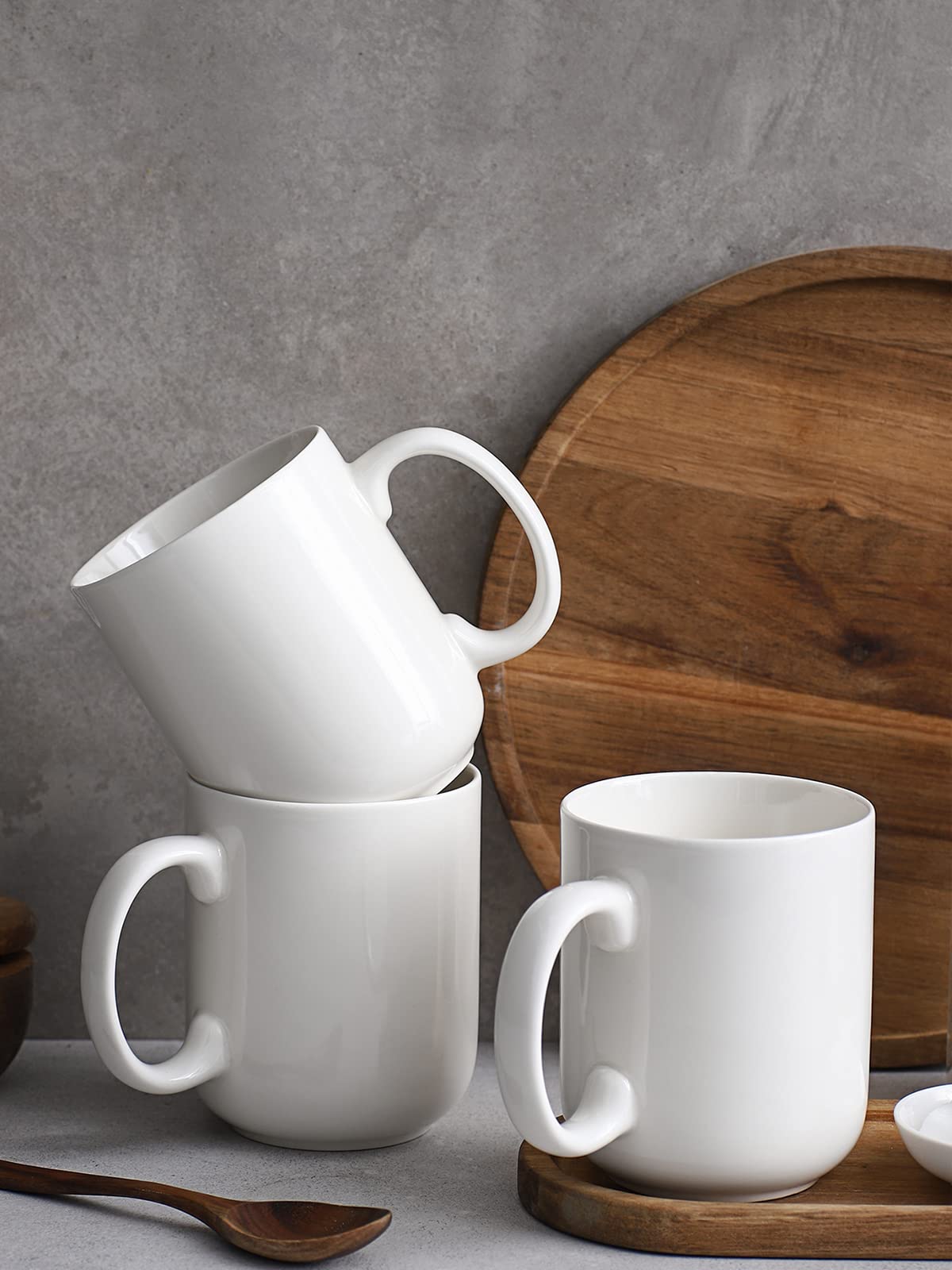 Dowan tazas cerámicas para desayuno, diseño blanco simple y práctico.