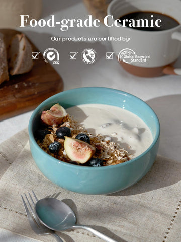 Dowan tazones cereal ceramicos 22 onzas turquesa ideales para desayunos diarios.