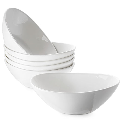 Dowan tazones cereal ovalados blancos, ideales para desayuno rápido.