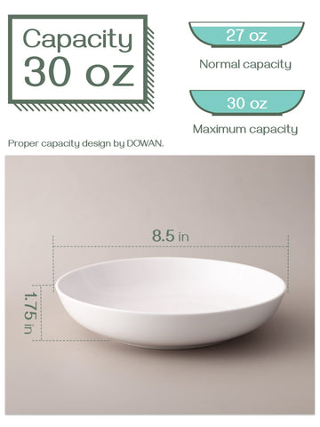 Tazones DOWAN para ensalada, 8,5 pulgadas, blancos, perfectos para comidas frescas.