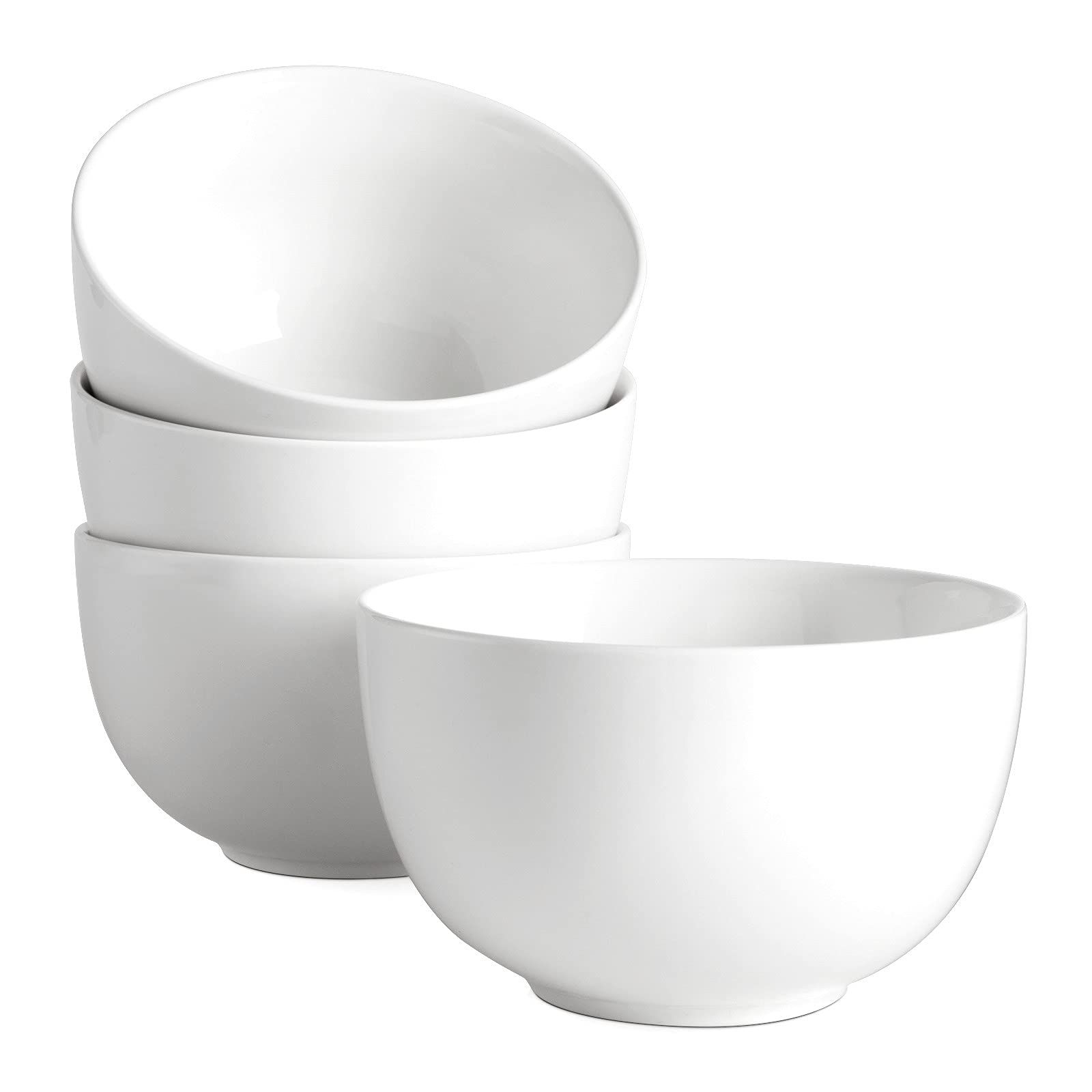 DOWAN tazón profundo de cerámica blanca, ideal para cereal o sopa caliente.