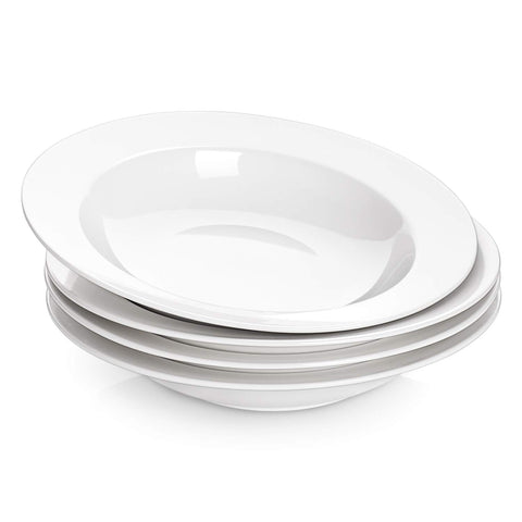 Dowan tazones-sopa-pasta blanco, porcelana duradera para uso diario.