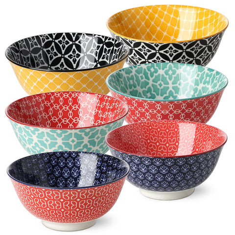 Dowan tazones sopa set-6 diseño colorido para uso diario en mesa.