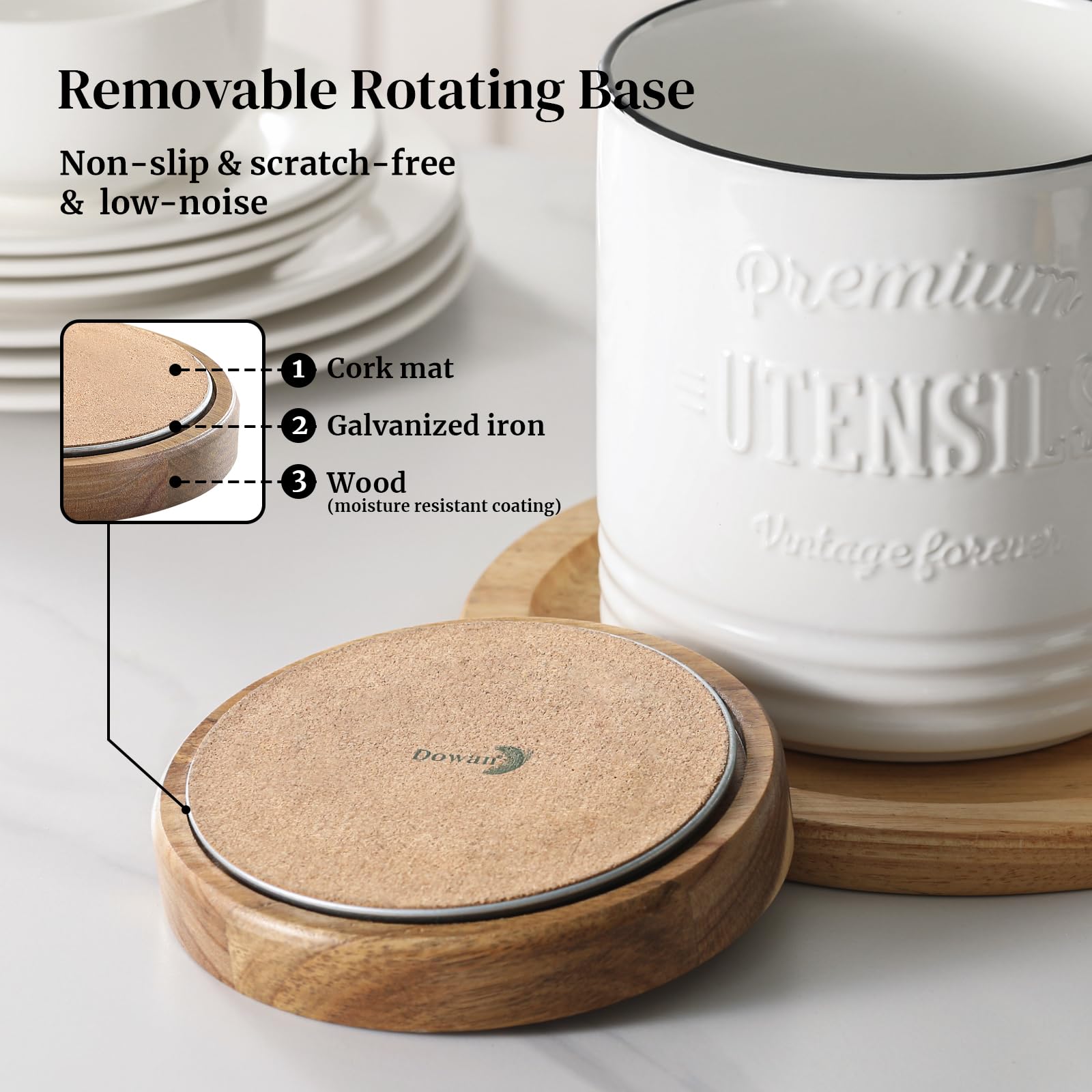 Porta-utensilios cerámico blanco, idea para mantener orden y estilo en la cocina