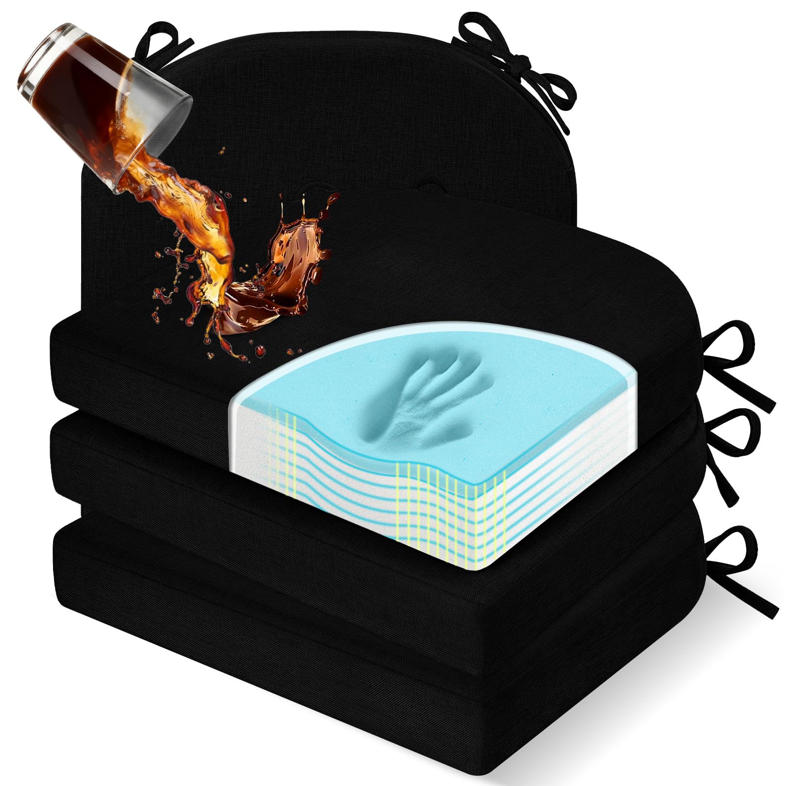 almohadilla downluxe con espuma de memoria para confort duradero en cenas largas.