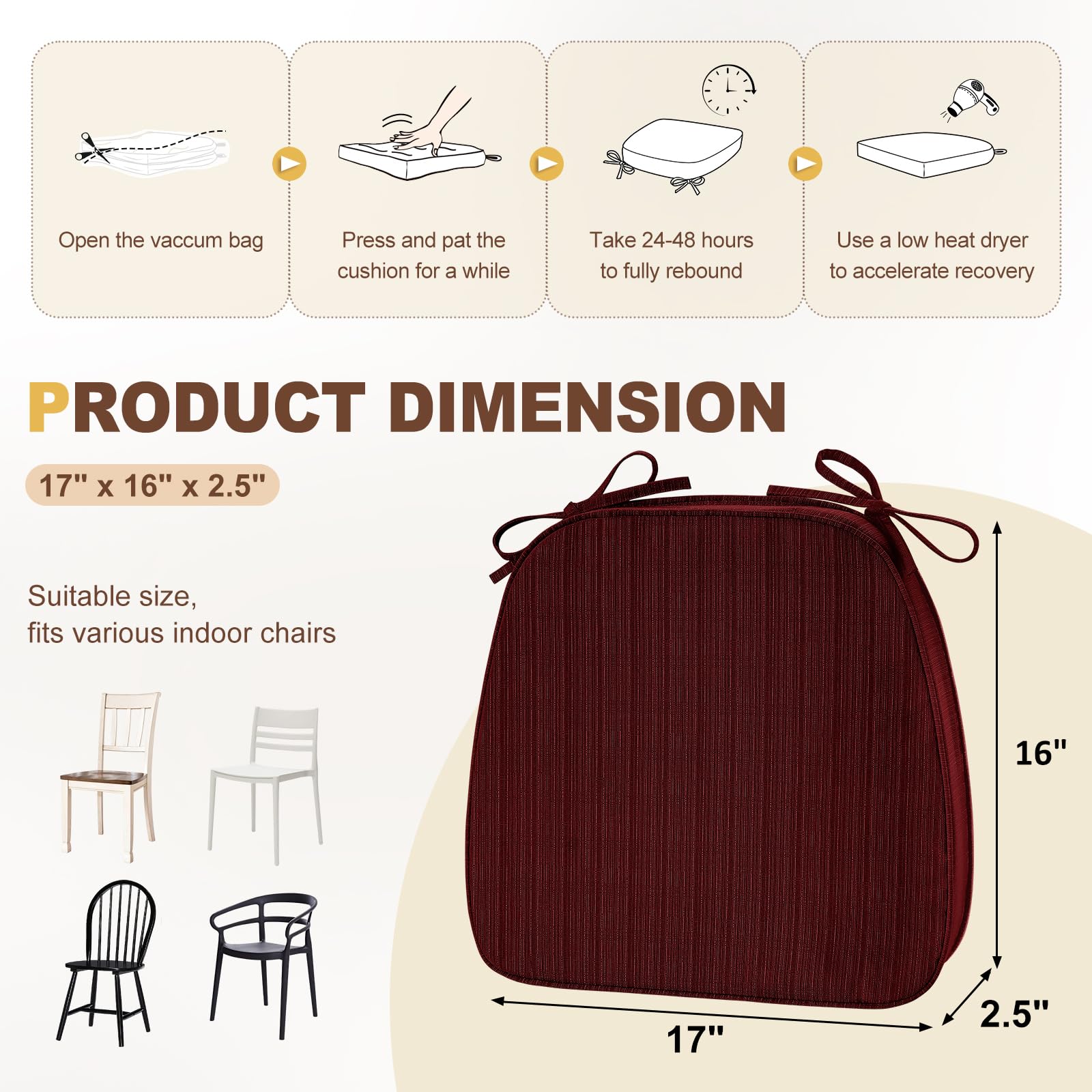 Paquete de 6 almohadillas Downluxe, recuperan forma en 24–48 horas.