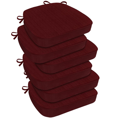 Almohadillas Downluxe para silla de comedor, vista frontal, confort y color burdeos.