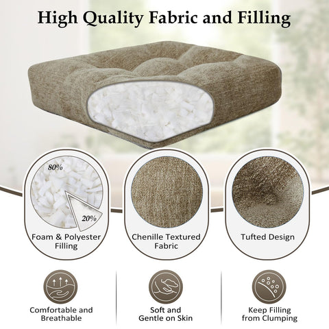 Tejido chenilla suave de las almohadillas downluxe ofrece tacto agradable y limpieza fácil.