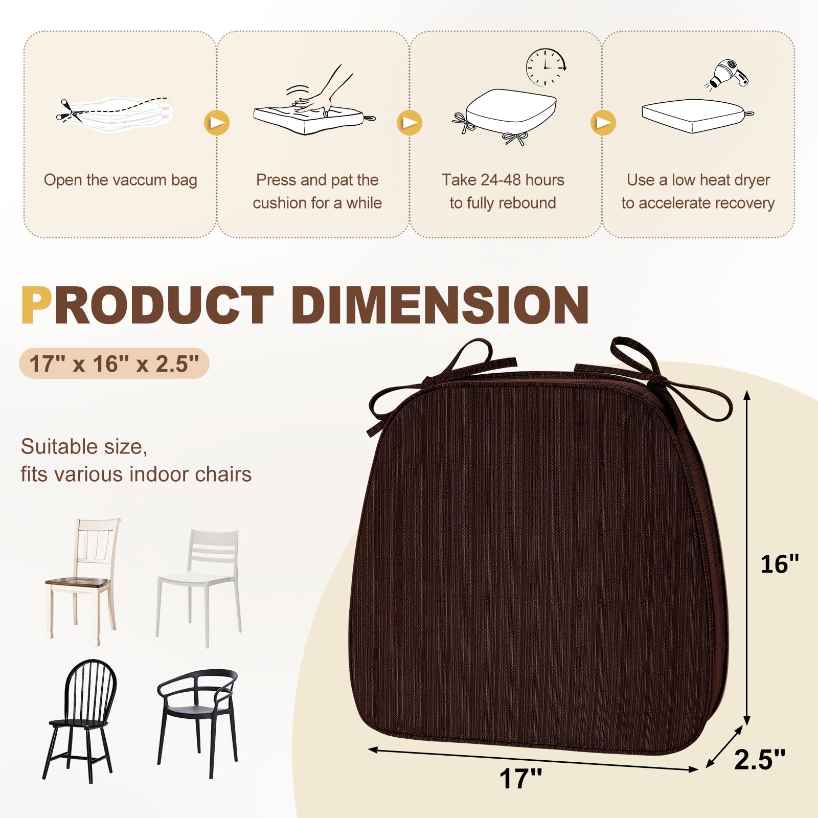 tono marrón elegante de las almohadillas downluxe para silla