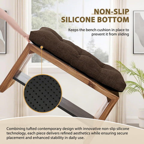 downluxe almohadón banco 36x14, base antideslizante de silicona evita deslizamientos