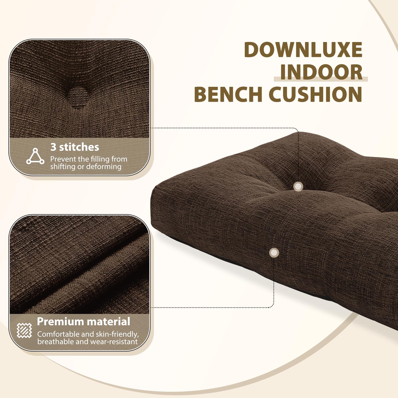 downluxe almohadón banco 36x14, relleno espuma alta densidad, soporte duradero