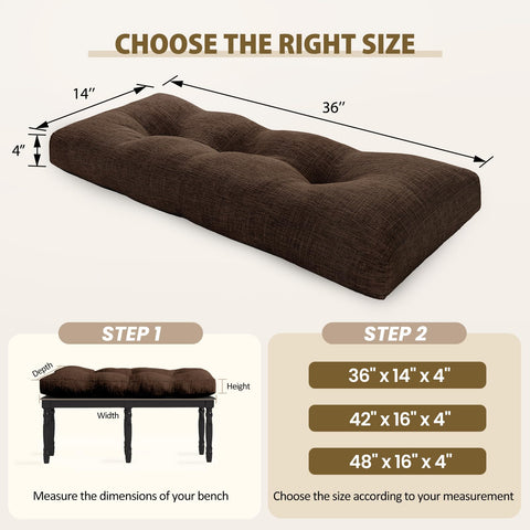 downluxe almohadón banco 36x14, ideal para recibidor, ventana o banco de piano