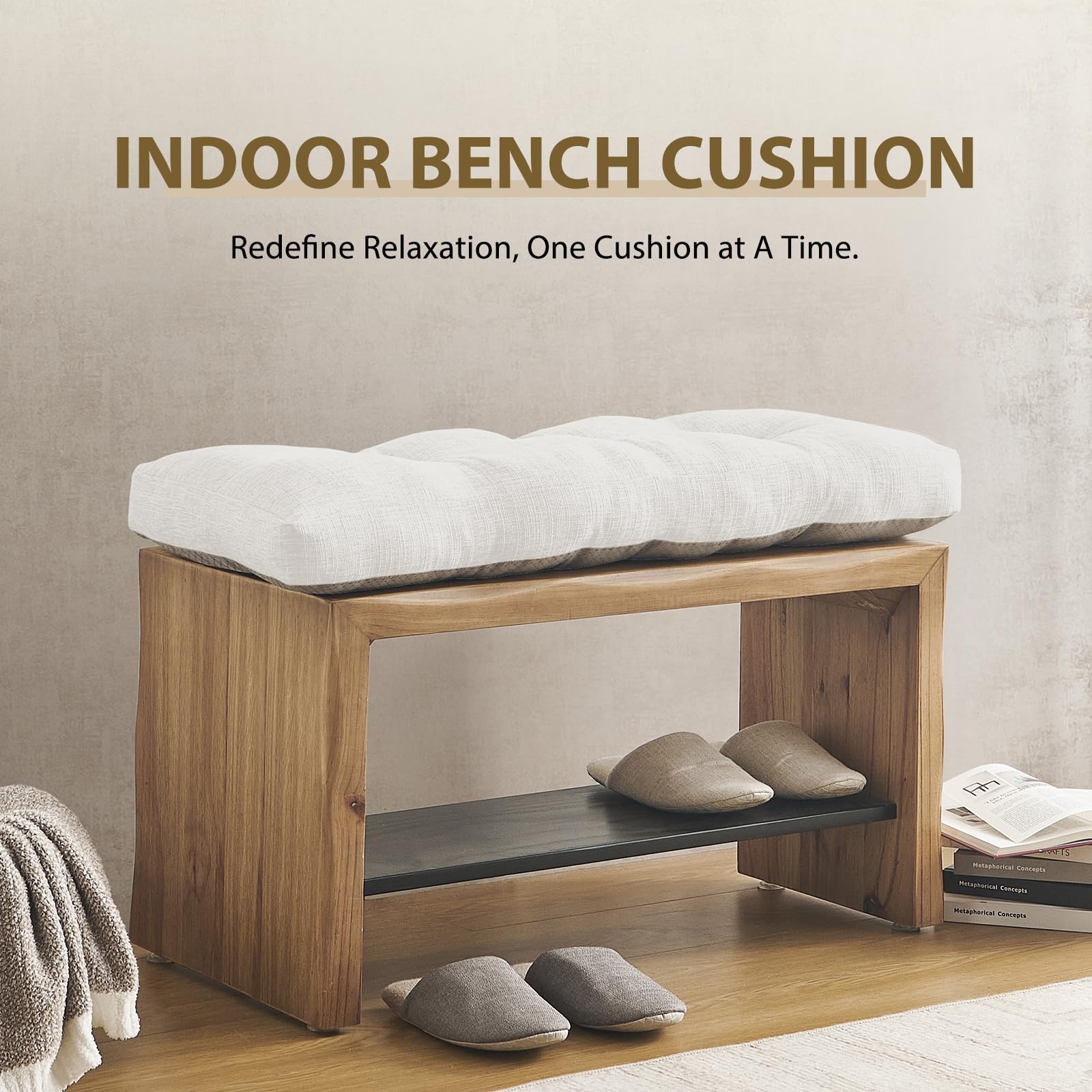 downluxe cojín de 36x14x4 para banqueta, ideal en recibidores y rincones.