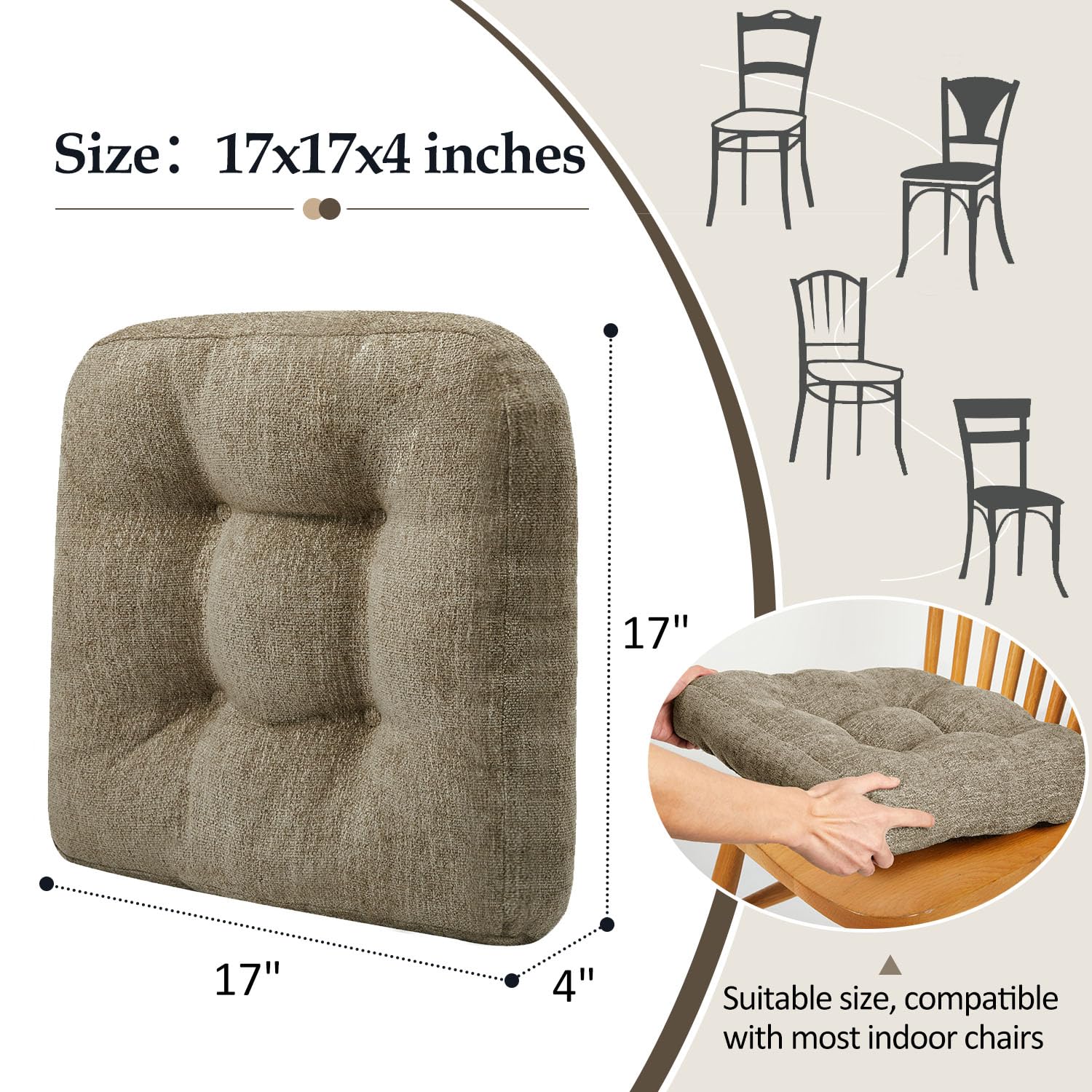 Diseño en forma de U de las almohadillas se adapta a la mayoría de sillas.