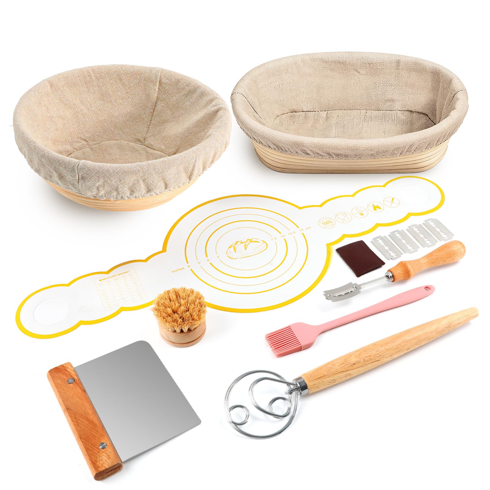 DOYOLLA cesta oval de diez pulgadas para fermentación, favorece corteza y textura.