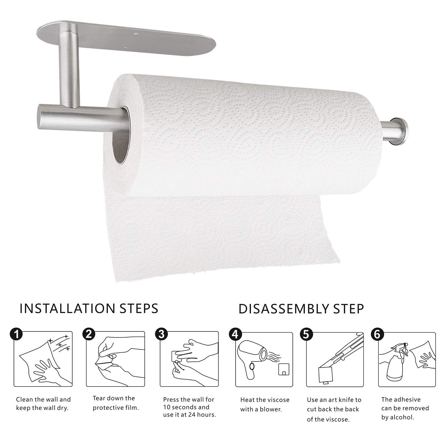 DR CATCH: soporte práctico para toallas de papel, fácil de limpiar y resistente para uso diario.
