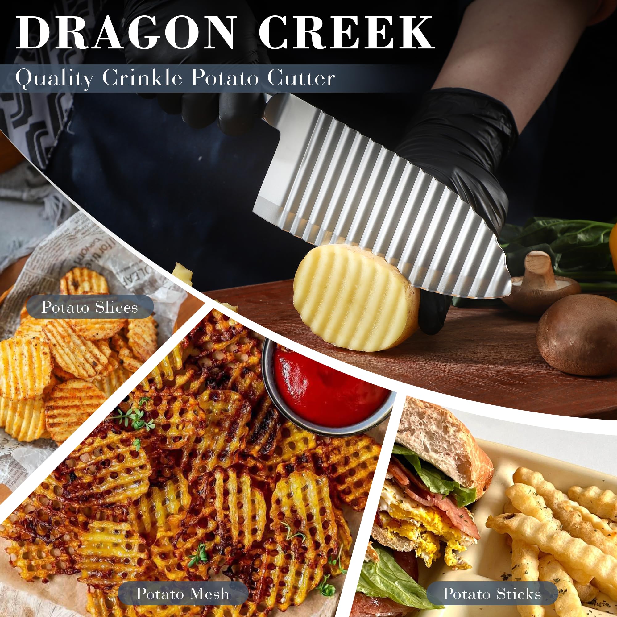 Dragon Creek cortador ondulado para frutas y verduras para presentaciones creativas.