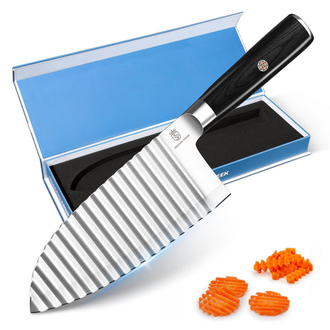 Dragon Creek cuchillo Crinkle para patatas onduladas, ideal para ensaladas y guarniciones.