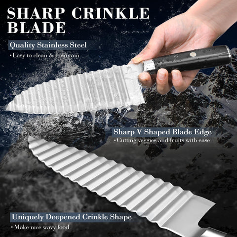 Dragon Creek cuchillo Crinkle para zanahorias en ondas con textura atractiva.
