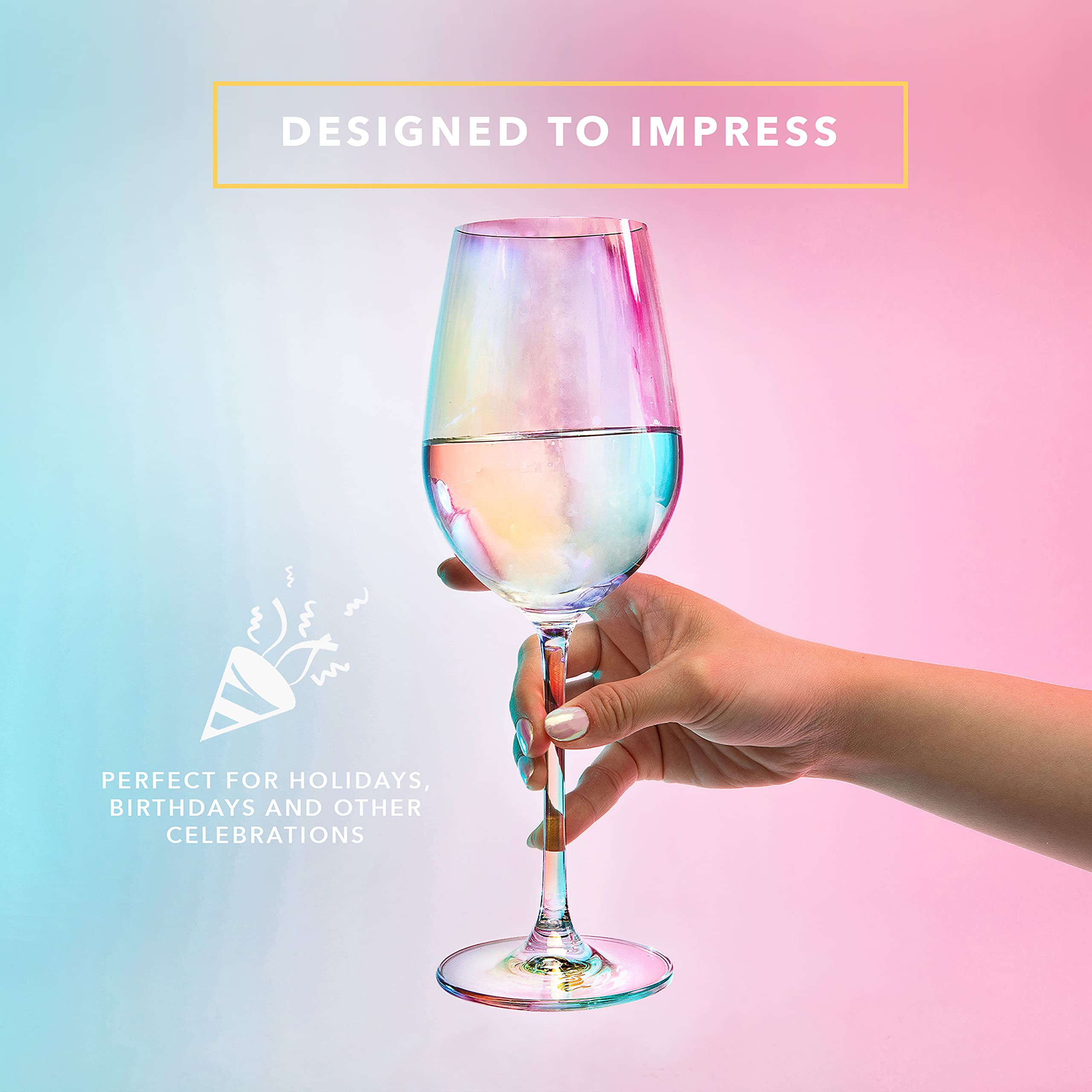 Dragon Glassware copa de vino iridiscente 17.5oz altura y forma clásica