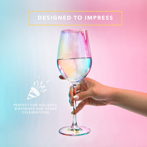 Dragon Glassware copa de vino iridiscente 17.5oz altura y forma clásica