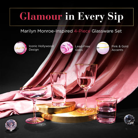 Dragon Glassware: copa de martini rosa con borde dorado para cócteles sofisticados