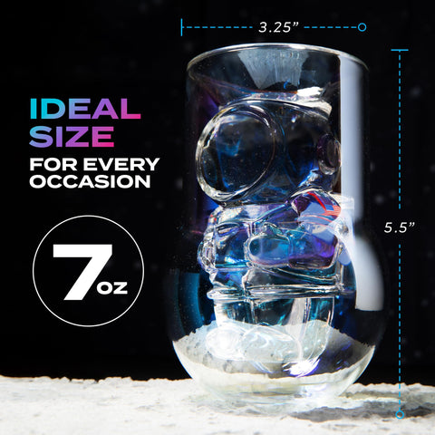 Dragon Glassware: símbolo NASA y parche Artemis destacados en vaso iridiscente