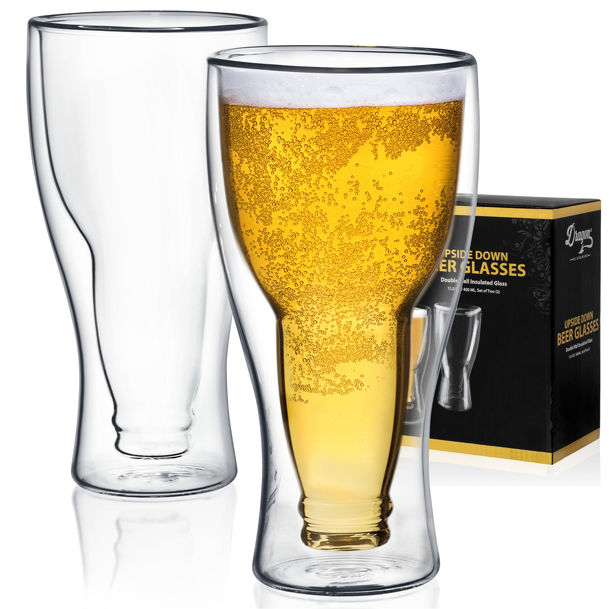 Dragon Glassware vaso cerveza doble pared para mantener fría la bebida por más tiempo