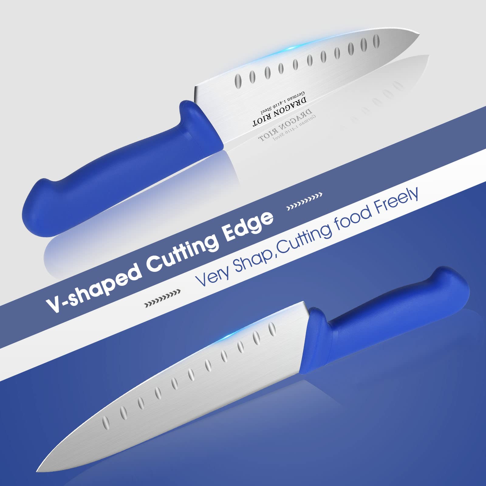 DRAGON RIOT cuchillo de cocina profesional, corte polivalente para frutas y carnes.