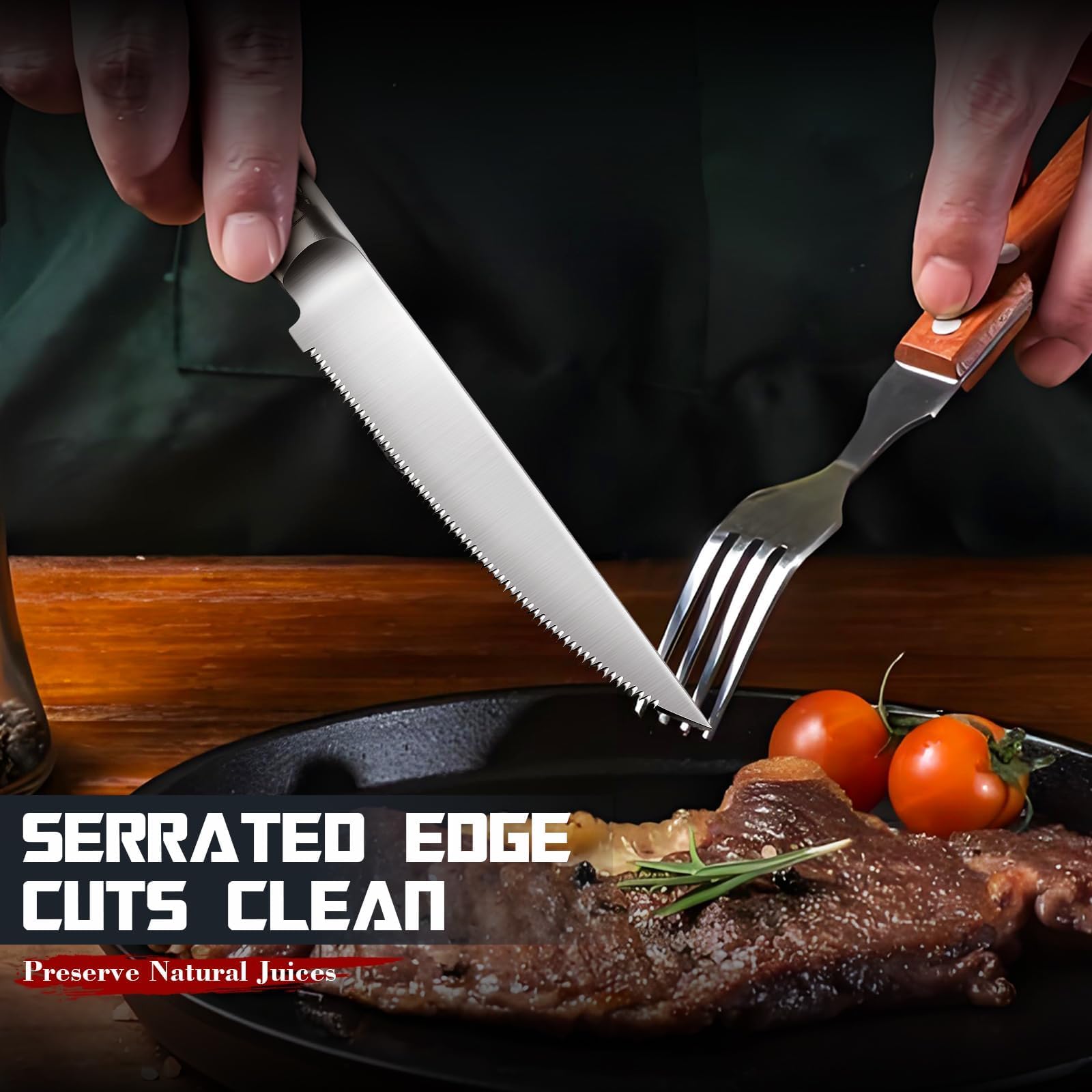 DRAGON RIOT cuchillo steak con filo serrado para cortes precisos