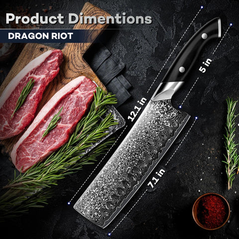 DRAGON RIOT Nakiri: mango ergonómico de madera para reducir la fatiga en la cocina.