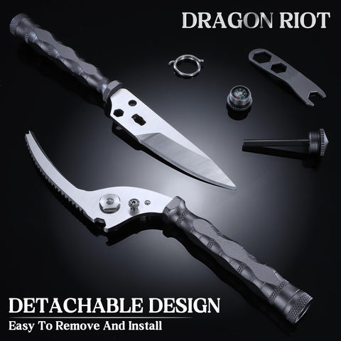 Tijeras DRAGON RIOT con cierre de seguridad y limpieza fácil.