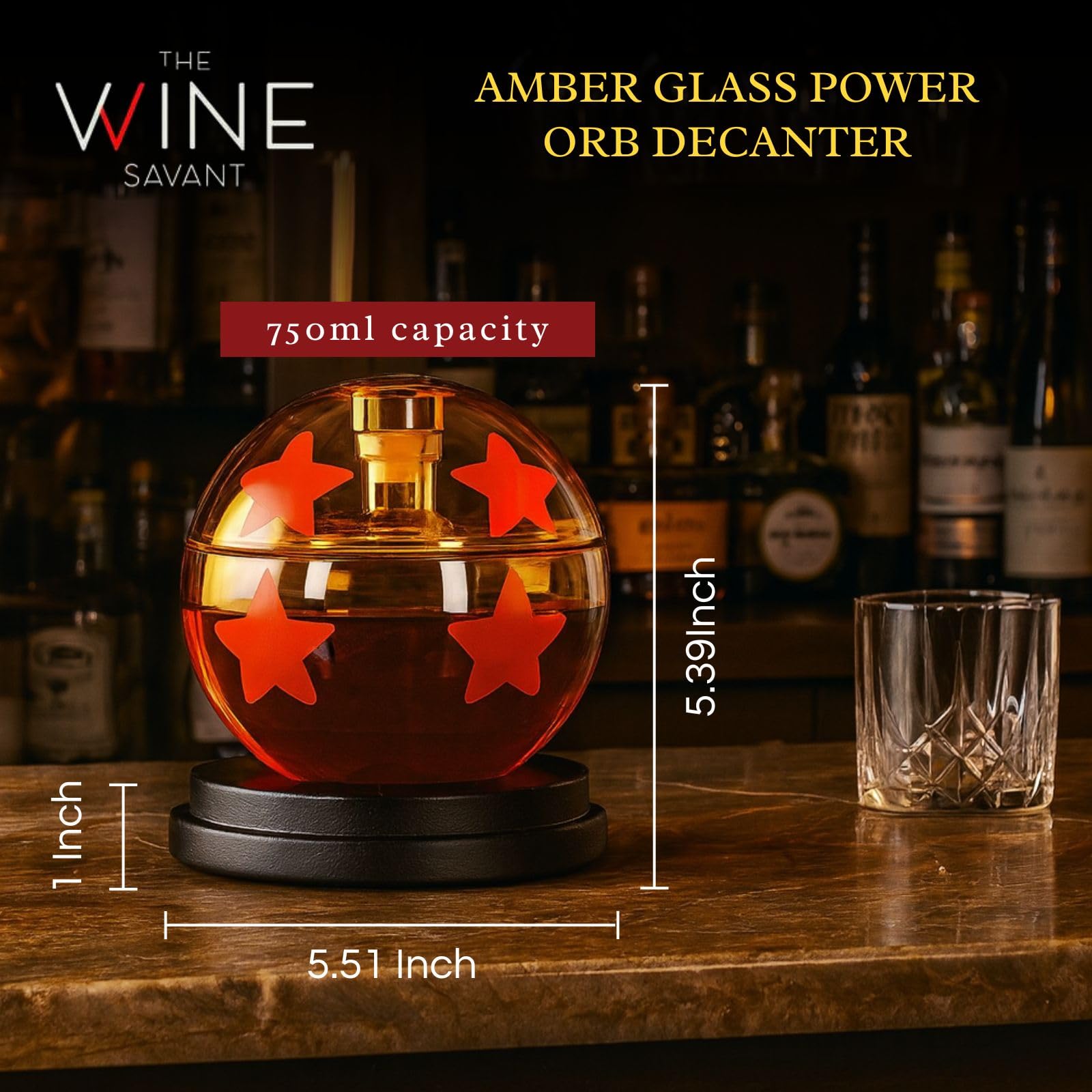 The Wine Savant Dragon esfera-estelar en decantador, ideal para exhibir bebidas