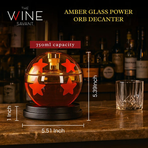The Wine Savant Dragon esfera-estelar en decantador, ideal para exhibir bebidas