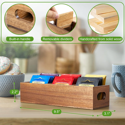Caja de almacenamiento de té Drastar en madera para bolsitas