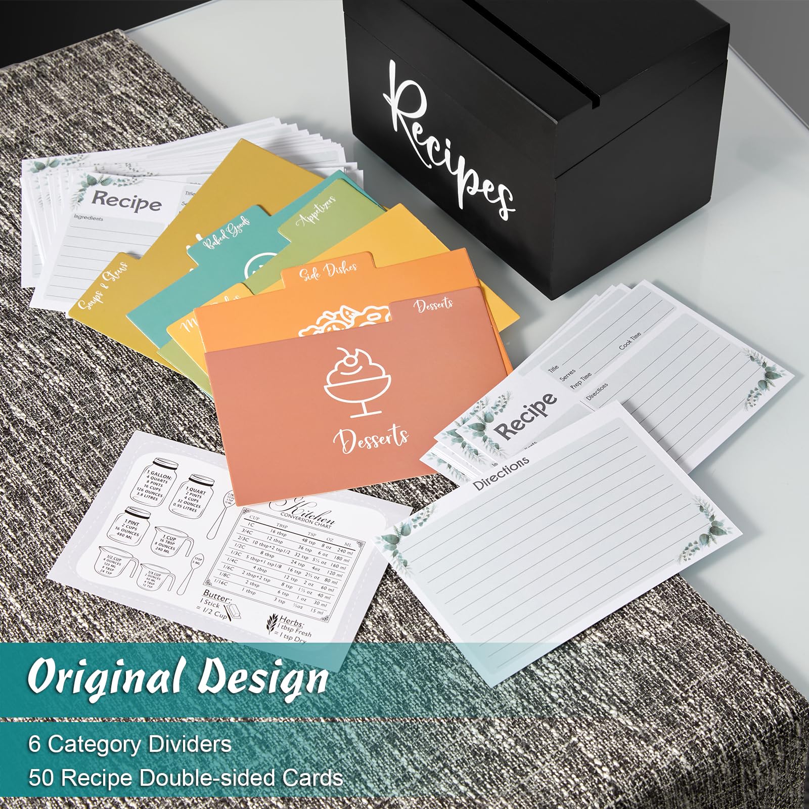 DraSTAR caja de recetas con divisores, facilita clasificar tus recetas.