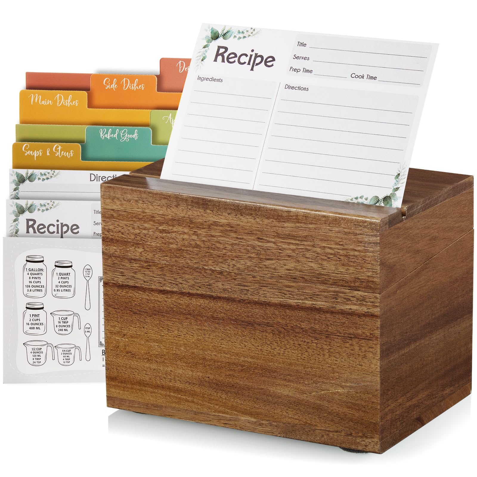 Caja de recetas Drastar en acacia con tarjetas para organizar tus recetas