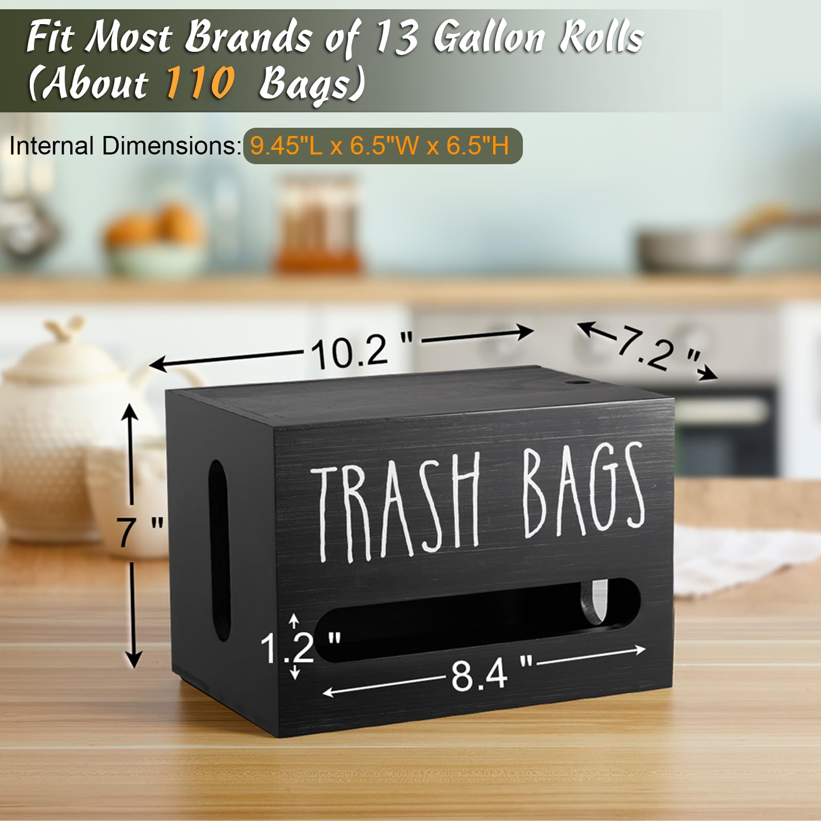 DRASTAR dispensador de bolsas, tapa plana de madera para encimera, orden práctico.