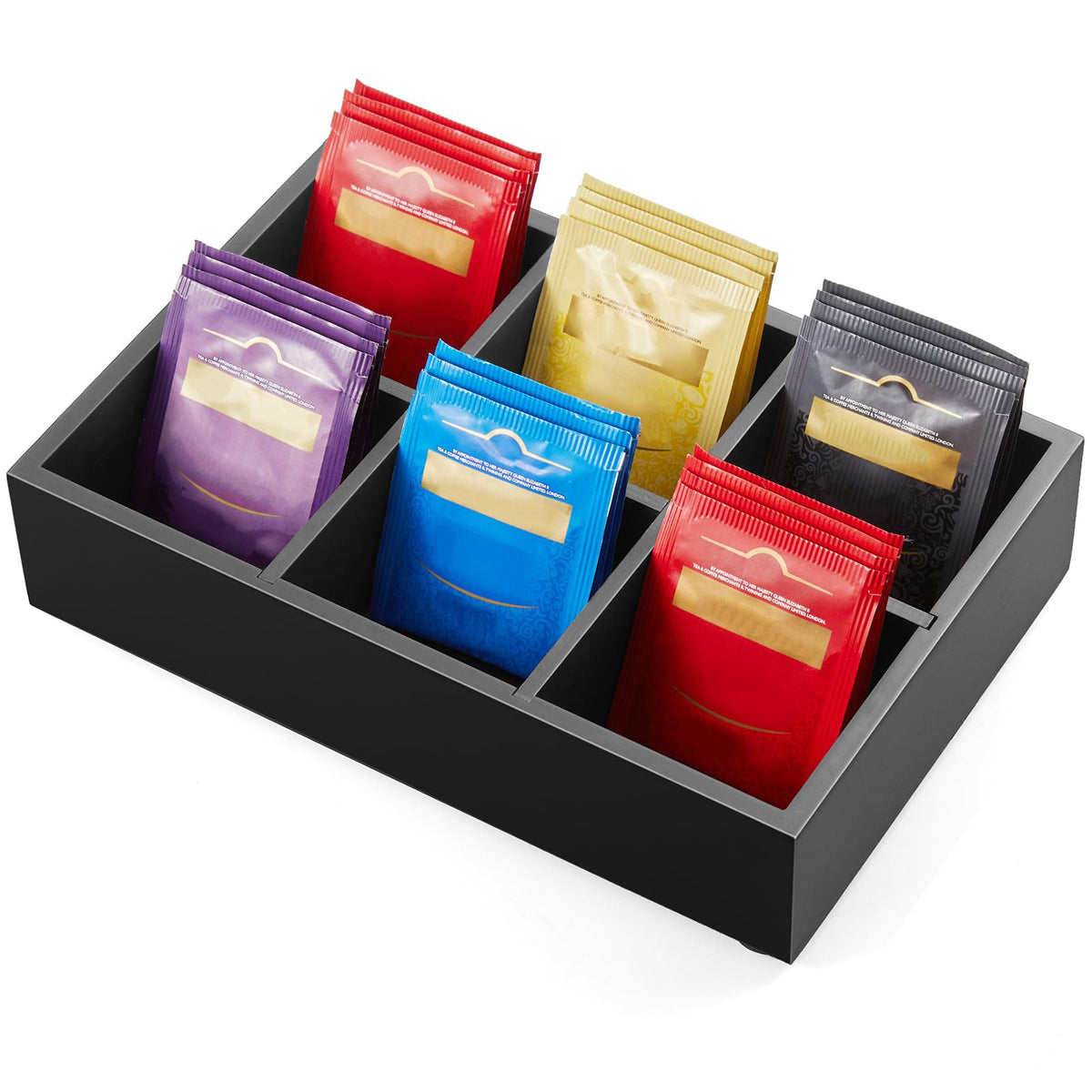 Drastar organizador de bolsitas de té en cajón con 6 compartimentos para acceso rápido a sabores