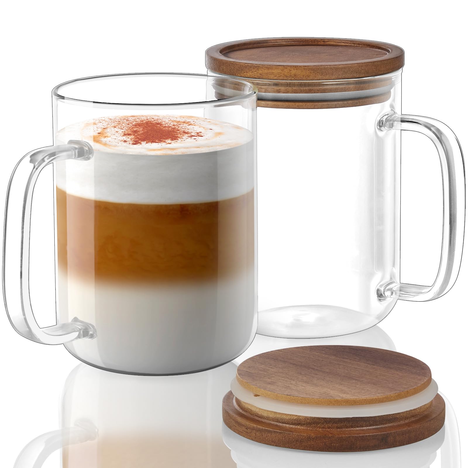 Taza de cristal Drastar 20oz con tapa de acacia para café suave y preservación de calor
