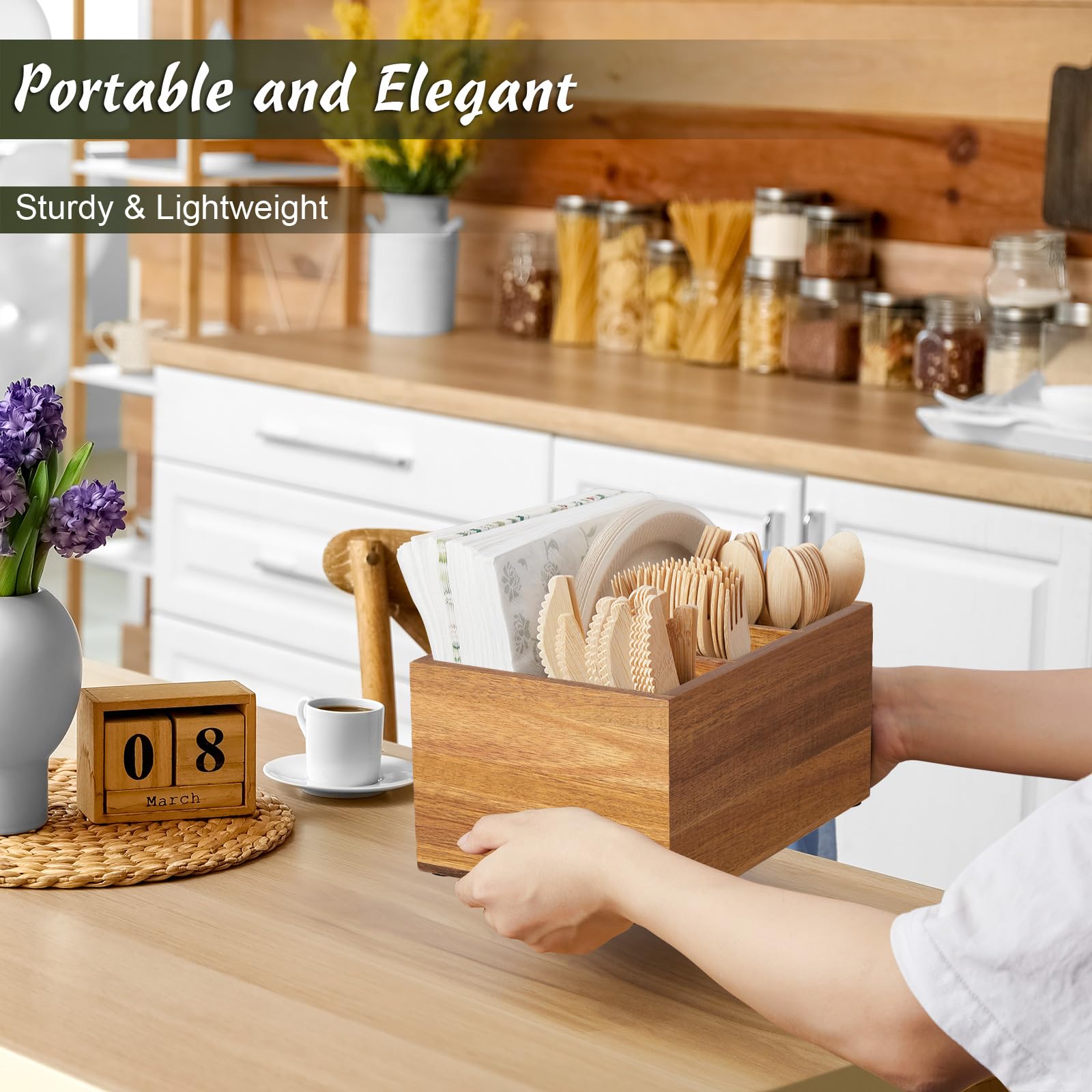 DRASTAR Utensil Caddy, vista lateral; estructura estable para encimeras.
