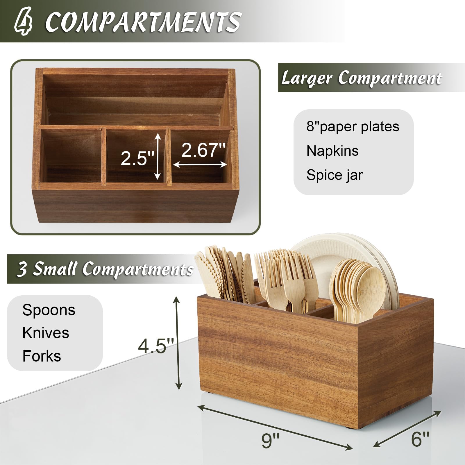 DRASTAR Utensil Caddy, espacio para servilletas, mesa ordenada en eventos.